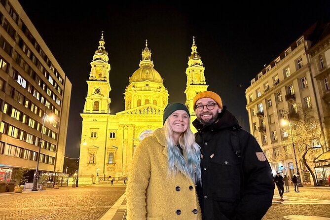 Bright Lights of Budapest Night Tour with Boat Cruise and Wine - St. Stephen’s Basilica after dark: a famous relic and a calmer feel