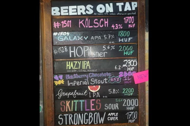 Budapest: 9-tier Hungarian & Craft Beer Tasting w/ snacks - The lineup: 4 canned basics, then 5 on-site craft beers