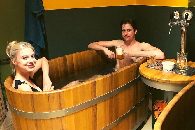 Budapest Exclusive Thermal Spa LUKACS LUXURIOUS PRIVATE BEER BATH - Your 45 minutes in the tub: beer, warmth, and that first sip